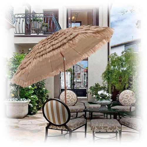 MACAGGTNTU Parasol De Plage en Paille avec Sac De Transport pour Jardin Extérieur, Anti UV Parasol De Style De Hawaïen, Inclinable Marché Parasol