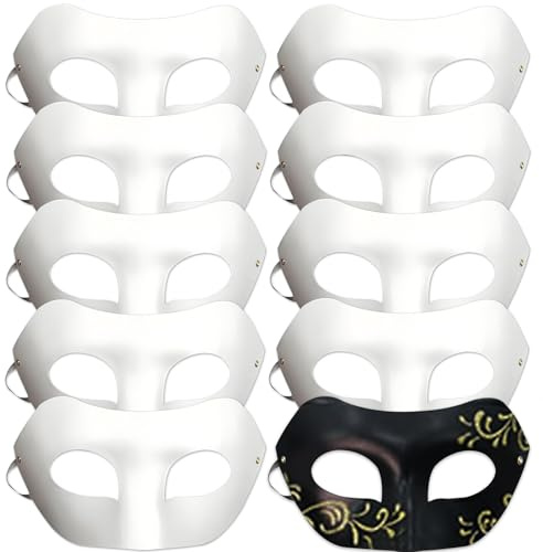SCDZY 10 Stück Papiermasken, DIY Weiße Maske zum Basteln Blanko Masken Weißes Maske zum Anmalen, DIY-Masken aus Weiß Papierbrei,Uberstreichbare Leere Mask für Halloween Karneval Cosplay Kostümparty