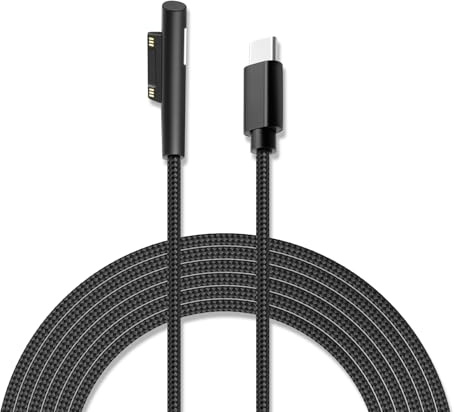USB C Ladekabel für Surface, 2.0M Nylon Geflochtenes Ladekabel, für Microsoft Surface Pro 3/4/5/6/7, Go 2, Laptop 1/2/3 & Book1/2,Funktioniert mit 45W 15V3A USBC-Ladegerät