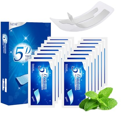 5D Zahnaufhellung Bleaching streifen Professional Teeth Bleaching Stripes, Zähne Aufhellen Bleichen für Weiße Zähne, Zahnbleaching Set mit Minze, Plaque Entfernen Zahnaufheller, Zahnweiss