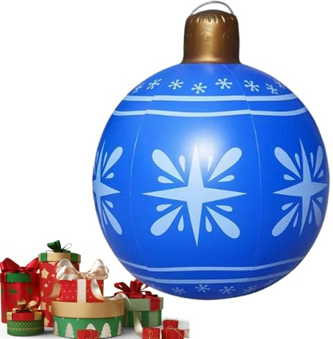 Aufblasbare Weihnachtskugel (60 cm) – Große PVC-Weihnachtskugel für drinnen und draußen | Übergroße aufblasbare Weihnachtsdekoration für Hof, Garten, Rasen, Baum, Zuhause, Familienfeiern