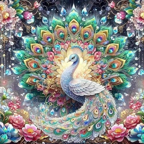5D Diamond Painting Pfau Tiere Set – Diamant Painting Bilder, DIY Diamond Art mit Strasssteinen, Diamont Painting Tiere Bunt für Kinder & Erwachsene, Geschenk & Wanddekoration Zuhause, 30×30 cm