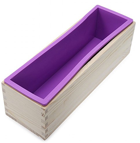 Sunreek Flexible rechteckige Silikonform mit Holzbox, für selbstgemachte Seifen, für 900 g, Zubehör für Seifenherstellng