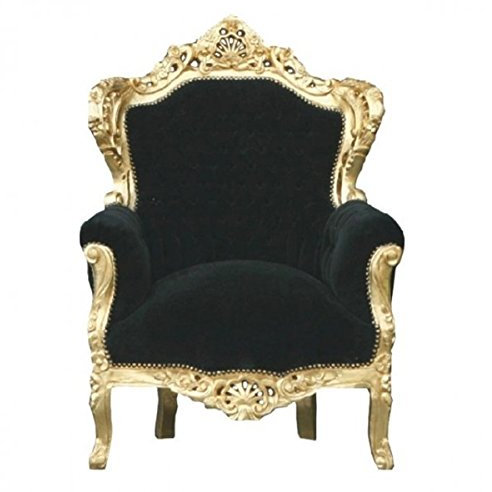 Casa Padrino Barock Sessel King Schwarz/Gold - Antik Stil Sessel Barockmöbel Barocksessel