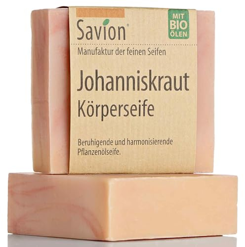 Savion Johannis Körperseife, mit Johanniskrautöl, Vegan, Palmölfrei, Tierversuchsfrei, 80g