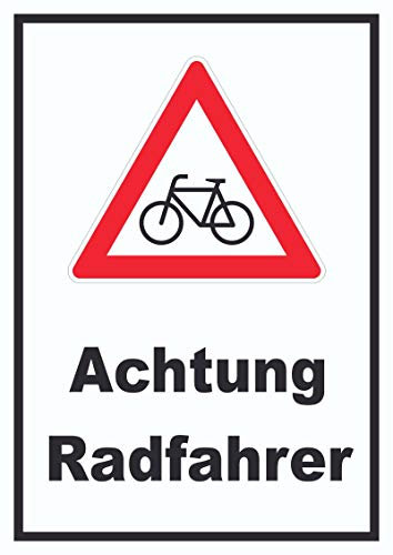 HB-Druck Achtung Radfahrer Fahrräder Schild A5 (148x210mm)