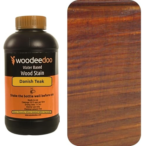 WooDeeDoo Water Based Wood Stain | Wood Dye | Ready to Use | Environmentally Friendly | Solvent Free | Odour Free | 200 ml | Danish Teak