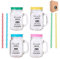 DISOK Lote de 18 Jarra Cristal con Caña Recuerdo Molón Surtido EN Colores - Jarras con Frases, Tazas Originales para Detalles, Recuerdos y Regalos de Comuniones
