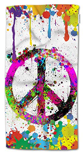HGOD DESIGNS Handtücher mit Peace-Symbol, bunt, mit Friedenssymbol, Malerei, weiches Handtuch für Badezimmer, Küche, Yoga, Fitnessstudio, dekorative Handtücher, 38,1 x 76,2 cm