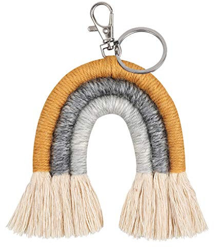 Youlin Weaving Gland Makramee Schlüsselanhänger Regenbogen-Himmel-Frauen Boho Eigenhändig Keychain Beutel-Charme hängend Schmuck Geschenke