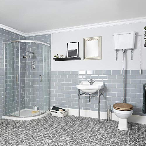 MILANO Quadrant Shower Enclosure High Level Toilet Bathroom Basin Washstand | Glass & Ceramic Construction. Traditional Style. Quadrant Shower Enclosure. High Level Cistern Toilet. Washstand Basin.