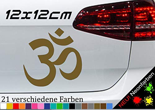 Om Zeichen Aufkleber 12x12cm Yoga Omm Ohm Symbol AUM Huddhismus Hindu Meditation in 21 Farben