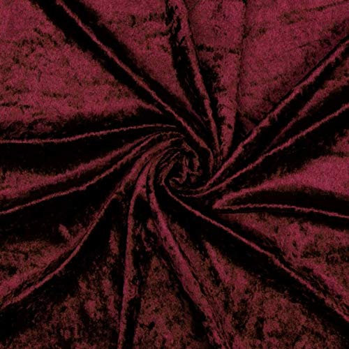 Samtstoff Bordeaux Rot – Pannesamt Stoff Meterware 140 cm – Samt dunkelrot Velour Polyester – für Karneval, Bekleidung, Tischdecken, Kissen, Deko