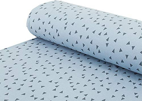 Baumwoll -Sweat Stoff weich Alpenfleece Dreicke blau - Meterware ab 25 x 150 cm - Stoff zum Nähen