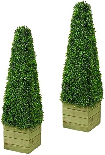 Artificial Trees 3ft Pyramid Cone Tree Artificial Topiary Plant 3 feet wood - Outdoor Indoor UK artificial trees - Topiary trees (2)