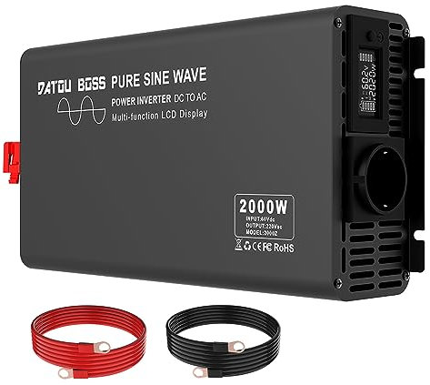Inverter Onda Pura 2000w 60v Power Inverter 220v Peak 4000W Invertitore di Tensione Fotovoltaico, Convertitore con Display a colori LED per Camper Trasformatore Sinusoidale Pura