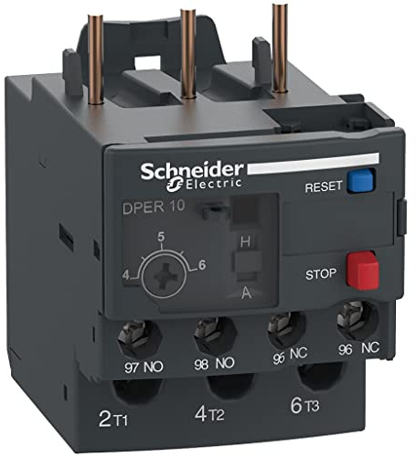 Schneider Electric DPER10 Easy TeSys Thermal Overload Relay with Manual/Automatic Reset, Screw Clamp Terminals | Used with Air Conditioner, Heat Pump, HVAC, AC Compressor and More, 4-6Amps