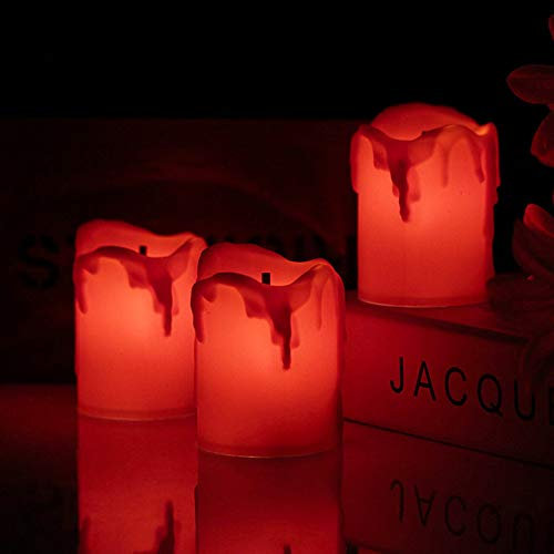 Realistic Bright Flickering Battery Operated Flameless LED Tea Light, Pack of 5, Electric Fake Candle in Wave Open,Flameless Candles LED Candles for Wedding Party Festival Christmas Decorations Red