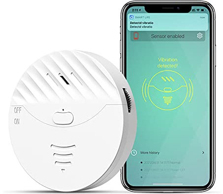 Alarma de Ventana de Puerta WiFi: Alarma de Ventana Inteligente, sensores de vibración con Alarma de 130 dB y alertas de aplicación gratuitas,Sensor de Alarma de Seguridad de Rotura de Vidrio para