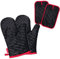 ZZWW Ofenhandschuhe, Topfhandschuhe für Küche, Kochen, Backen, Grillen, Hitzebeständige Handschuhe bis zu 300℃ (4er-Pack), BPA Frei, Schwarz, ‎3 x 16 x 26 cm