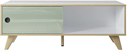 Inter-Furn Adelaide Couchtisch, Holzwerkstoff, Weiß/Grün Hochglanz, 115 x 46 x 60 cm