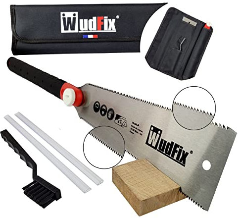 Japanische Tischlersäge Ryoba, professionell, flexible Klinge, 240 mm, ultradünn. [Inklusive Etui + Bürste] Ideal für Holzbearbeitung, Zapfen, Verbindungen, Laminat, Kunststoff, schneller Schnitt,