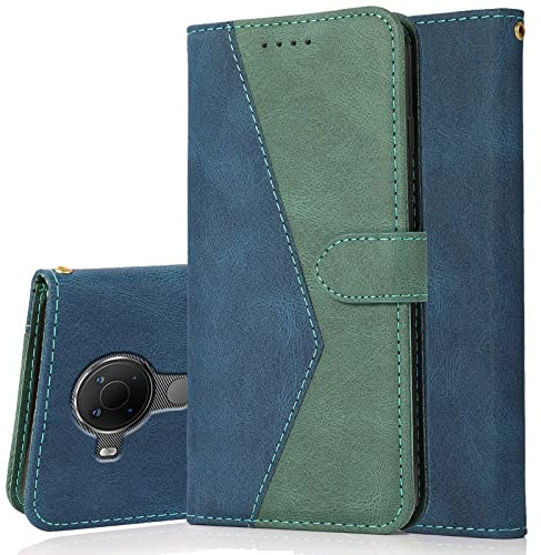 Radoo Kompatibel mit Nokia 5.4/Nokia 3.4 Hülle, Premium PU Leder Tasche Case Klappbar Handyhülle mit [Kartenfach] [Magnet] Cover Flip Case 360 Grad Rundum Komplett-Schutz Klapphülle (Blau Grün)