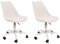 HOME DECO FACTORY - 2 Stühle mit Rollen, Design Kiruna, weiß, Maße: 46,5 x 58,5 x 80/92 cm, Sitzhöhe: 80/92 cm