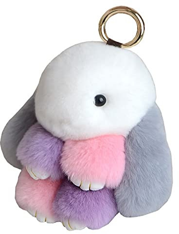 Plüsch Hase Schlüsselanhänger Süße Flaumige Anhänger Für Auto Handtasche Taschen (Rosa Lila)
