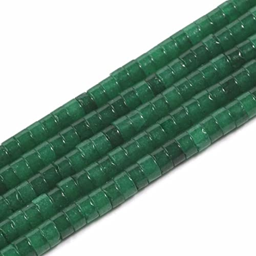 ACYUNLEI 1 Strand Natural Gemstone Heishi Beads, 4x2mm Loose Flat Round Undyed Cylinder Spacer Stones for Bracelet Earrings Jewelry Making, Green Agate