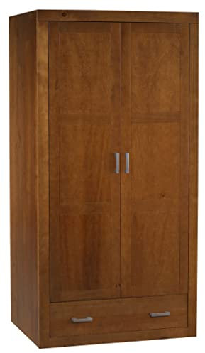 Dogar Kynus Recto Armario 2 Puertas y 1 cajón REALIZADO EN Madera DE Pino Macizo, Color Cerezo Compuesto DE 2 Puertas DE CONTRACHAPADO Y UN Cajon.Medidas 200X105X55