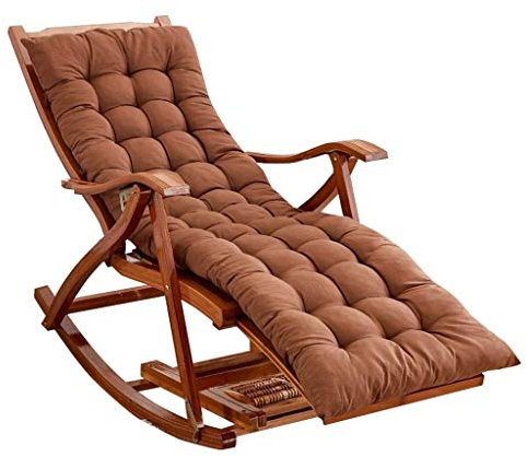 CAPXXIN Schaukelstuhl für Outdoor Garten Balkon Wohnzimmer |Faltbarer Relaxsessel für erwachsenes Kind mit braunen Kissen |Sonnenliegen zum Sonnenbaden Needed