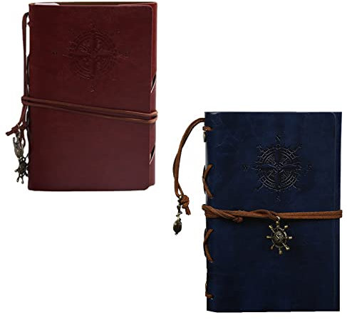 JinYu Uncharted Drake 10 Aufkleber und Reisetagebuch, Notizbuch, Vintage-Notizbuch aus PU-Leder, A7 (Braun)