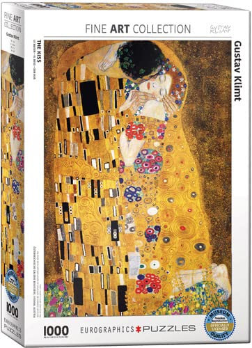 Der Kuss von Gustav Klimt - 1000 Teile Puzzle Format 68x48 cm + Puzzle Alu Rahmen für 1000er