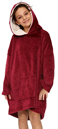 A2Z 4 Kids Hooded Snuggle Blanket Oversized Fleece Lounger Cow Print | Wearable Throw Kangaroo Pocket Cosy Warm Covering Children Relaxation