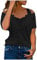 Tunika Damen Sommer Kurzarm Tshirt Modische Spitzenbesatz Bluse Schulterfreies V-Ausschnitt Shirt Floralem Schmetterlingsdruck Oberteile Sexy Schnürung T-Shirt Slim Fit Tops Partywear S-5XL