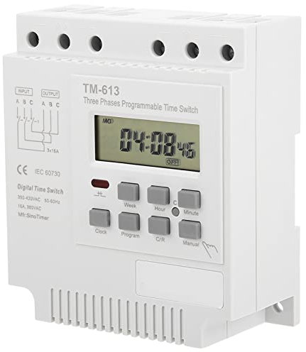 DEWIN Relé de Tiempo Programable Trifásico, Temporizador de Encendido 380 V TM-163, Digital Temporizador Trifásico Programable Semanal Digital Inteligente para Controlar el Temporizador Actual