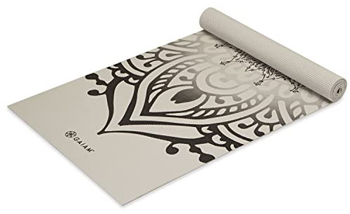 Gaiam Yoga Mat, Non Slip Exercise Mat for All Types of Yoga, Pilates and Floor Exercises, Thickness 5mm 24x68, Sundial Pattern (Dovetail Sundial)