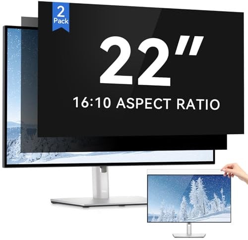 IPROKKO [Confezione da 2 filtri per la privacy del computer da 55,9 cm, pellicola protettiva rimovibile anti riflesso blu antigraffio per monitor widescreen 16:10 da 22, protezione anti-spionaggio