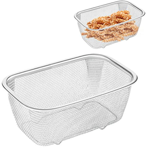 Canasta de colador Rectangular – Cesta de Alambre de Acero Inoxidable – Colador de Malla Fina para Lavar arroz, colador de Frutas y Verduras, Herramientas de Cocina Eubeisaqi