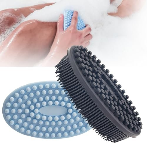 Wekuw 2 Pezzi Spugna Silicone Doccia Spugna Scrub Corpo Esfoliante Silicone Silicone Body and Leg Brush Scrubber per Il Corpo in Silicone Adatto per L'Esfoliazione Della Pelle e La Pulizia Profonda