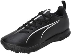 PUMA Unisex Youth Ultra 5 Play TT JR Soccer Shoe, PUMA Black-PUMA White, 12 UK Child