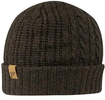 JACK PYKE Merino Wolle Beanie Mütze Unisex - Leichte & Warme Winter Beanie Mützen für Damen & Herren, Zopfmuster, Faltbar & Praktisch, Ideal für Outdoor Wear - Beige, Grün, Braun, braun, Einheitsgröße