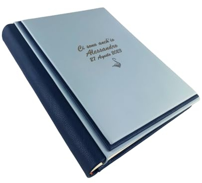 Fotoalbum - Eclissi Soft - handgefertigte Herstellung aus Kunstleder, personalisierbar mit Gravur. Ideal für Hochzeiten, Jubiläen und alle Veranstaltungen (Blauer/Himmel)