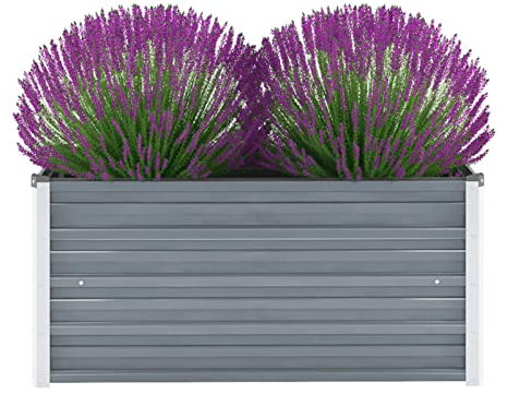 ARKEM Lit surélevé de Jardin Acier galvanisé 100x40x45 cm Gris,Bordure Pierre,Kit Gabion,Gabion Jardiniere