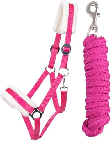 ARBO-INOX Halfter-Set Starter mit Kunstfell Halfter und Führstrick (Mini Shetty, Fuchsia)