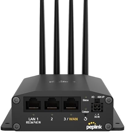 Peplink Cellular Router MAX BR1 Mini - 5G Router 5G/LTE Cellular Modem 3 Ethernet LAN Connections (no WiFi/GPS) Redundant SIM Slots, Built-in eSIM Upgradeable to Dual WAN VPN Capable
