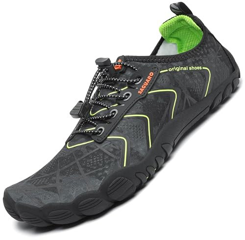 SAGUARO Sommer Unisex Badeschuhe Herren Schnell Trocknend Fitnessschuhe Damen Barfussschuhe Dicke Sohle Dunkelgrün Gr.43