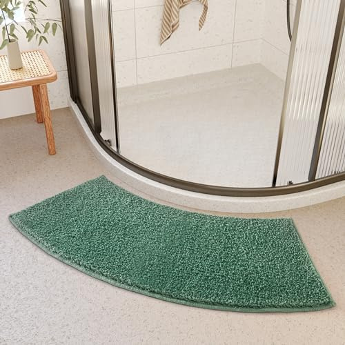 tappetino da doccia curvo,Tappetino da bagno antiscivolo a forma di ventaglio,tappetini da vasca 40 x 100 cm tappeto ultrassorbente,Tappetino Da Bagno Curvo,Adatto per il bagno, antiscivolo in bagno