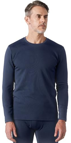 LAPASA Men's Thermal Underwear Top Heavyweight Long Sleeve Shirt Crew Neck Base Layer for Running Cycling Outdoors Activity M26 Heather Blue (1 Top) L